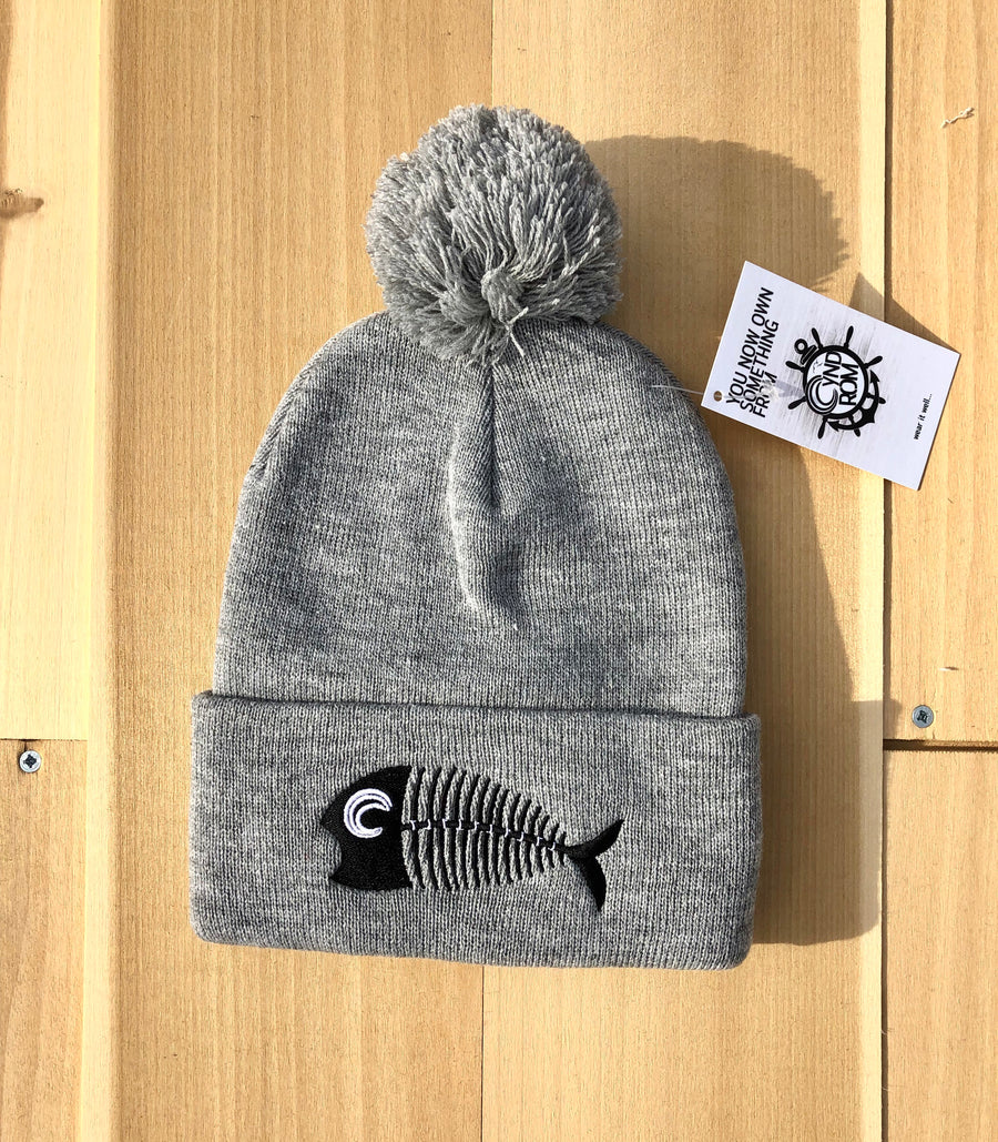 stale fish dad pom pom beanie hat, fish hat, pom pom beanie hat by cyndrom, fish logo hat, best fish dad hat for women, best fish dad hat for men, plain blank fish dad hat